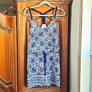 Madelyn Rae blue and white romper. Y2K‎ lined.  Size medium. Razor back. Nice